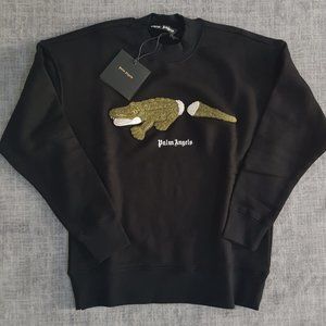 Palm Angels Croco Embroidered Black Sweatshirt